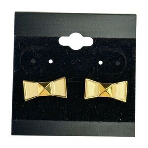 Kate Spade Gold Tone and Cream Enamel Bow Stud Earrings